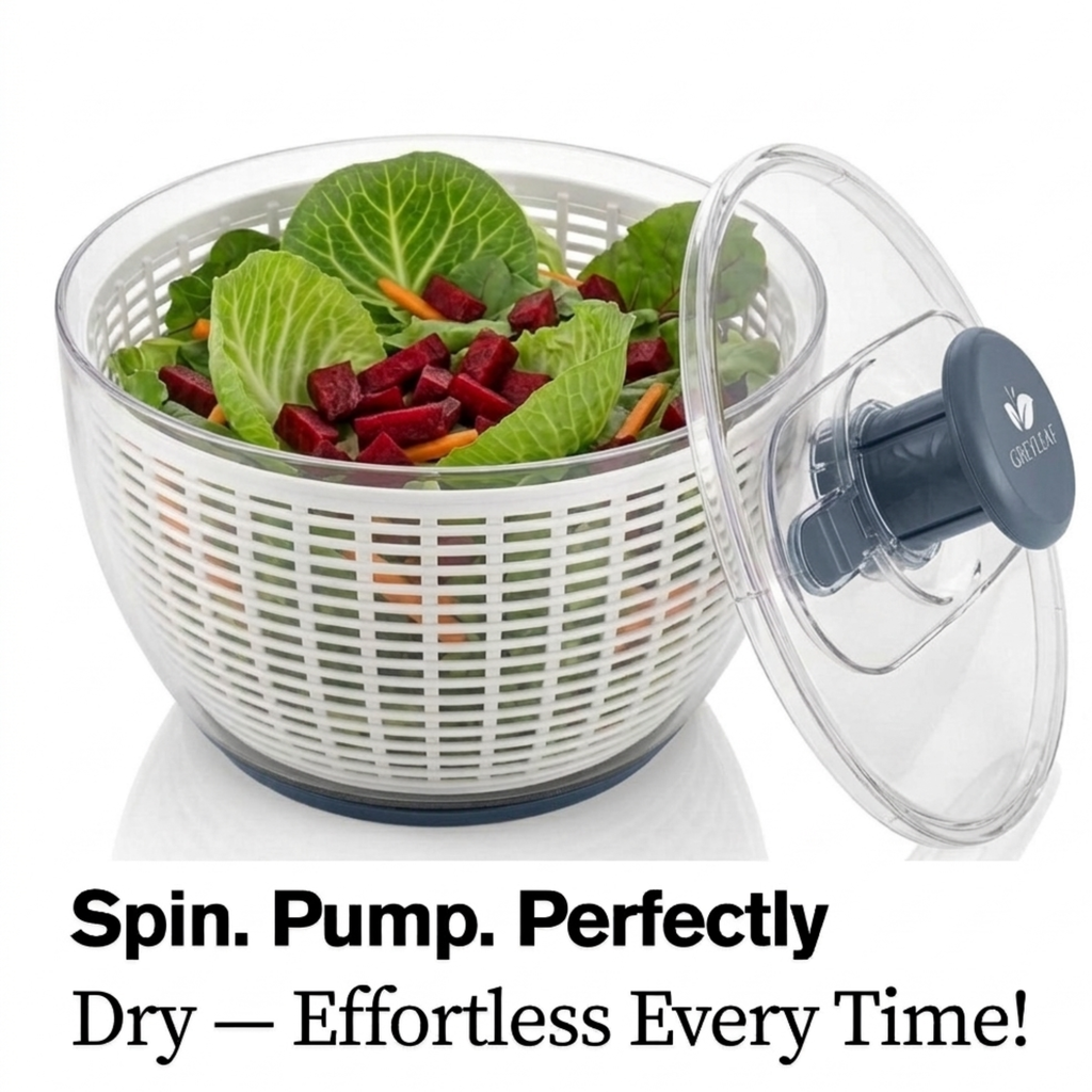 Salad Spinner 3.8 Qt – Large Lettuce Spinner & Vegetable Washer, Fruit Washer Bowl with Strainer, BPA-Free Produce Cleaner & Dryer for Kitchen