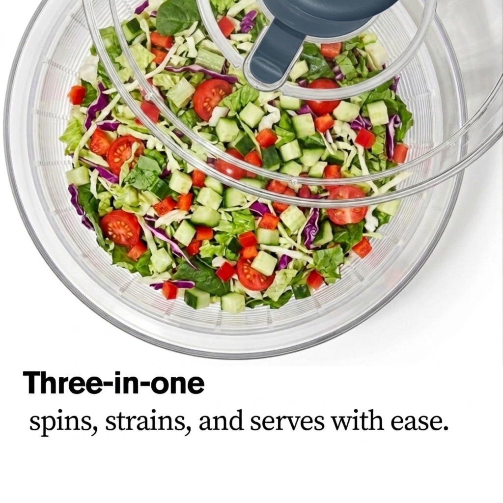 Salad Spinner 3.8 Qt – Large Lettuce Spinner & Vegetable Washer, Fruit Washer Bowl with Strainer, BPA-Free Produce Cleaner & Dryer for Kitchen