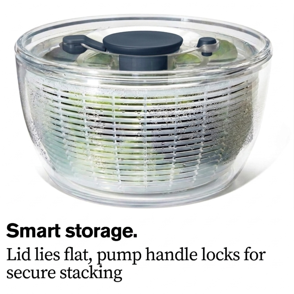 Salad Spinner 3.8 Qt – Large Lettuce Spinner & Vegetable Washer, Fruit Washer Bowl with Strainer, BPA-Free Produce Cleaner & Dryer for Kitchen